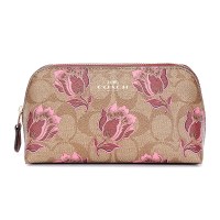 自营 新品 蔻驰 COACH 女士人造革化妆包手拿包深卡其印花小号F76899 IMLL9