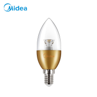 美的(Midea) LED节能灯泡 蜡烛尖泡 3W E14小螺口 3000K 暖白色 金底尖泡 单只装