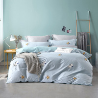 水星家纺 全棉印花简约四件套床上用品 叮当小萌 叮当小萌 180cm×200cm(XF)