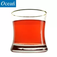进口无铅玻璃金边水杯厚底威士忌洋酒杯ins风啤酒杯热饮茶杯简约350ML单只