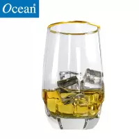 进口无铅玻璃金边水杯厚底威士忌洋酒杯啤酒杯耐热茶杯简约ins风415ML单只