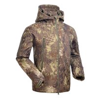 兵行者户外薄款春秋冲锋衣男 软壳战术冲锋衣 鲨鱼皮迷彩服抓绒衣 运动服装 军迷用衣服 丛林蟒纹上衣