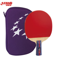 红双喜（DHS）2019新品乒乓球拍横拍/直拍 双面反胶/双面正反胶单拍7层加厚底板粘性胶皮 赠拍套 T2006直拍