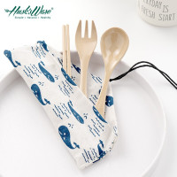 壳氏唯(HUSKS WARE) 稻壳便携餐具三件套 叉子筷子勺子套装旅行装 不发霉易清洁 便携叉勺筷组合(海豚)