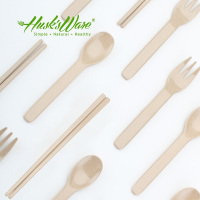 壳氏唯(HUSKS WARE) 手工打磨勺子儿童婴儿筷叉勺套装  环保稻壳 健康材质 儿童筷叉勺