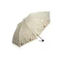天堂伞 33131E 双面彩胶 三折晴雨伞 浅古铜色