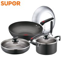 苏泊尔（SUPOR）锅具三件套炒菜锅家用不粘锅炒锅套装组合电磁炉厨房火红点铝合金电磁炉燃气灶通用（XF）