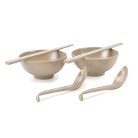 壳氏唯(HUSKS WARE) 壳氏唯稻壳环保 中式日式创意简约餐具套装碗筷勺子组合家用 简约双人组合6件套