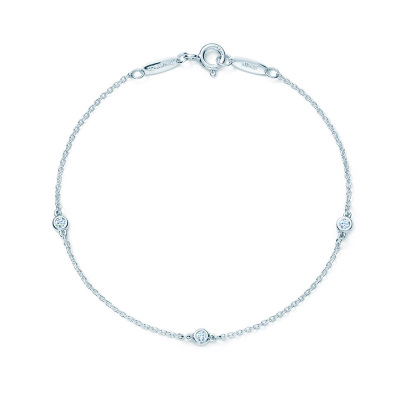 TIFFANY&CO.蒂芙尼925银镶三颗钻石手链