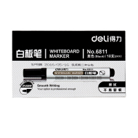 得力(deli)办公会议白板笔 可擦易擦黑色 10支/盒6811JM