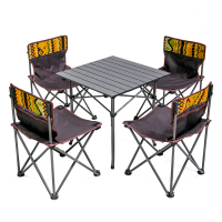 WQSC 狼行者 户外折叠桌椅 便携桌椅豪华五件套LXZ-6002 彩色 休闲垂钓户外野营郊游聚会多用途颜色随机