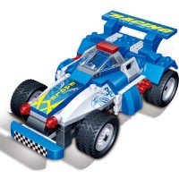 邦宝益智拼插小颗粒积木车儿童塑料拼装回力车赛车跑车玩具8612