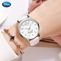 迪士尼儿童手表女孩女童初中小学生小女生少女表夜光指针韩版简约时尚潮流樱花粉防水简约气质INS风皮带可爱卡通石英表