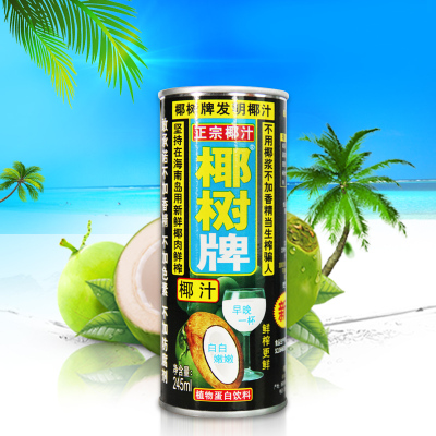 椰树椰汁正宗椰树牌椰子汁饮料 245ml*24罐 植物蛋白椰奶海南特产 整箱（团购专用，散单勿拍，不发货）