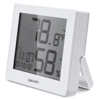 Zs-得力(deli)8813 LCD带时间闹钟电子温湿度计 办公用品