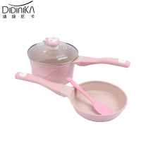 迪迪尼卡（Didinika）宝宝辅食锅婴儿套锅18cm平底汤锅麦饭石不粘锅儿童煎煮一体熬粥蒸