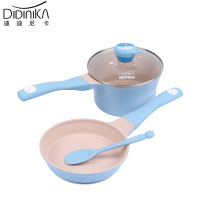 迪迪尼卡（Didinika）宝宝辅食锅婴儿套锅18cm平底汤锅麦饭石不粘锅儿童煎煮一体熬粥蒸