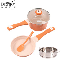迪迪尼卡(Didinika)宝宝辅食锅婴儿套锅18cm平底汤锅麦饭石不粘锅儿童煎煮一体熬粥蒸