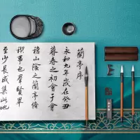 得力(deli) 沁笔坊精品 文房四宝练书法套装(毛笔/墨锭/砚/笔搁/水碗/镇尺)成人初学者笔墨纸砚大中小楷74289