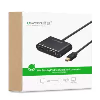 绿联 UGREEN 10439 MINI DP转HDMIVGA二合一 转换器