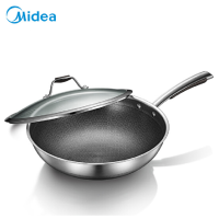 美的（Midea）32CM不粘锅无油烟炒菜316L不锈钢双面蜂窝平底炒菜锅电磁炉明火通用炒锅MP-CJ32Wok502