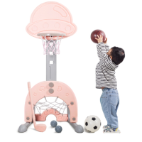飞尔顿 篮球架儿童玩具男女孩玩具投篮框家用室内户外篮球架子篮球足球高尔夫三球合一可升降礼物(XF)