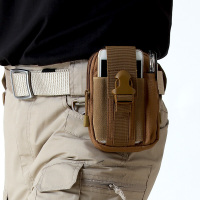 兵行者 户外腰包 大屏手机包 户外背包防盗防割跑步包臂包 登山包 卡其色