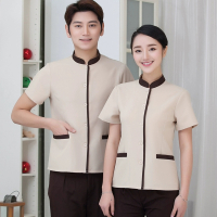 保洁工作服夏季短袖上衣卡其色薄款
