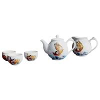 乾唐轩 鱼跃龙门 白釉鎏金款茶具