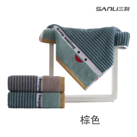 三利 9781 微笑提花面巾 毛巾 35*75cm 三条装 绿色