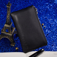 皮尔卡丹钥匙包男 头层牛皮短款便携简约多功能车钥匙包