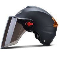 骑士(QISHI)669黑色 电动摩托车头盔男四季夏季防晒电瓶车头盔女士半覆式轻便式安全帽半盔反光尾灯 均码