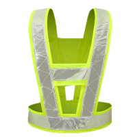 腾驰(CT)反光背心马甲反光衣反光背带跑步背心交通骑行马甲汽车安全警示马甲交警环卫 V字型反光背带荧光黄