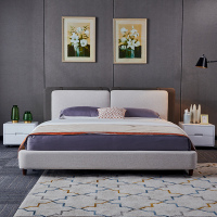 A家家具 床 真皮床 皮艺床 皮质床 简约现代实木脚金属框架双人床 2239 1.8米单床