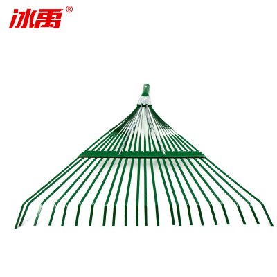 冰禹 BY-178 22齿钢丝耙 落叶耙 园林草耙 铁耙子 草耙子 树叶耙园林工具 绿色(不含杆)