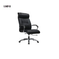 LMFU 真皮老板椅商务家用电脑椅舒适办公椅 黑色
