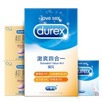 杜蕾斯(Durex)避孕套 激爽四合一 32只装+挚爱3赠超薄4 活力润滑 安全套套标准款 男用成人计生情趣性用品