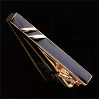 金穗慧采男士正装商务领带夹子黑底银色条纹呔夹领夹领带扣针别针（2个装）