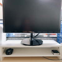 守候阳光 电脑显示器增高架底座键盘收纳托物支架白色50*13*20cm