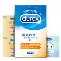 杜蕾斯(Durex)避孕套 激爽四合一 32只装+AiR3 赠超薄4 活力润滑 安全套套标准款 男用成人计生情趣性用品