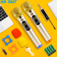 iDiskk 先科 SAST OK-92A 无线麦克风 一拖二话筒电脑K歌会议家庭KTV专业舞台插音响音箱 户外便携双手