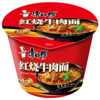 康师傅 方便面(KSF) 开心桶 红烧牛肉桶面 12桶 整箱装