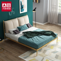 A家家具ins风 铁艺床1.8米双人床公寓铁架床带软靠床DA0176 1.8米架子床（带软包）+床头柜*1+床垫