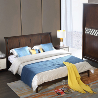 A家家具 床 现代中式实木框架床架子床高箱储物床卧室家具亚梨木春晓系列木质 G005 1.8米排骨架+床头柜+床垫