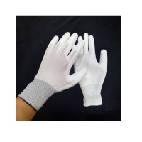 宽迈 S14(20双)白色尼龙PU涂掌涂指手套涂胶浸胶涂掌电子无尘防静电劳保手套