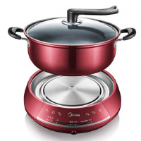 Midea/美的 DHY28火锅家用多功能分体式电火锅电煮锅不粘锅易洗