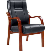 永立黑色 皮质 实木脚;固定扶手办公椅子
