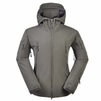 兵行者 户外冲锋衣男 软壳冲锋衣 鲨鱼皮抓绒衣 运动服装 灰色上衣 S号