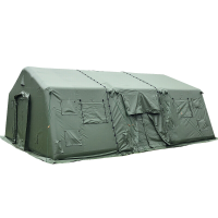 兵行者连用42平米军绿充气帐篷抗震救灾野外工程加厚保暖帐篷专用充气帐篷 6*7米
