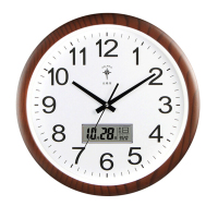 北极星 POLARIS 6804 挂钟 15英寸 木纹日历款